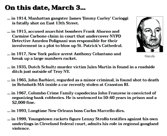 Collection of crime history items from March 3.