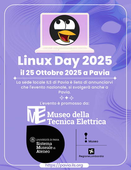 stiamo organizzando il Linux Day 2025 a Pavia