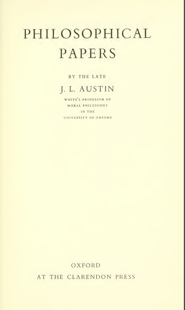 Philosophical Papers de JL Austin