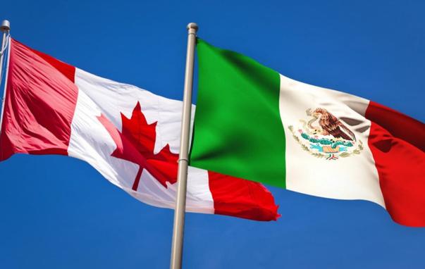 Flags of Canada and Mexico