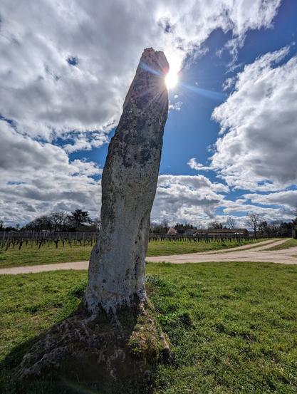 Standing Stone (Menhir) of Peyrefitte in France in Aquitaine. mystical and ancient