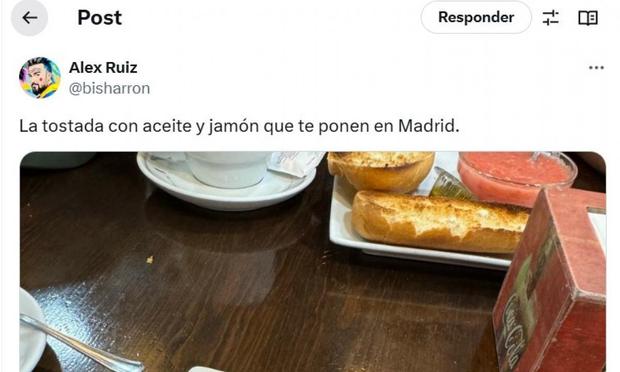 El mensaje de @bisharron con la tostada que le han puesto. (X / @bisharron)