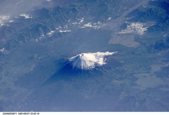 Mount Fuji as seen from the International Space Station.