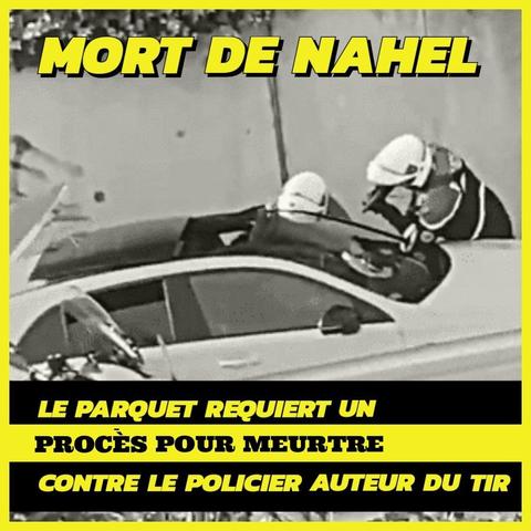 image de la vidéo prise lors du meurtrede Nahel montrant la voiture et les deux policiers
