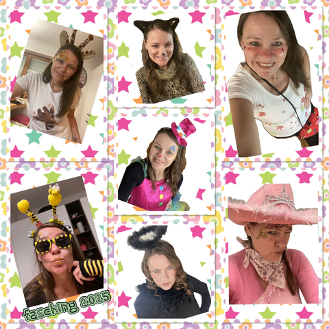 Meine 7 Verkleidungen als Collage in einem Bild.