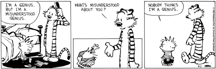 Calvin & Hobbes comic, as described above, 1993-09-07