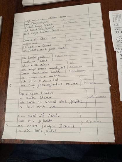 One paper page with half of the lyrics handwritten by Alex. Sorry, I felt too lazy about transcribing them.