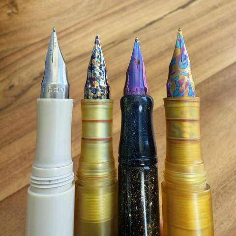 Colorful fountain pen nibs