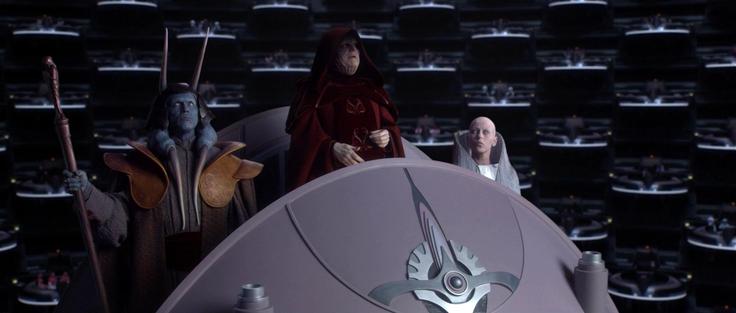 Screenshot from the Star Wars scene of the galactic senate