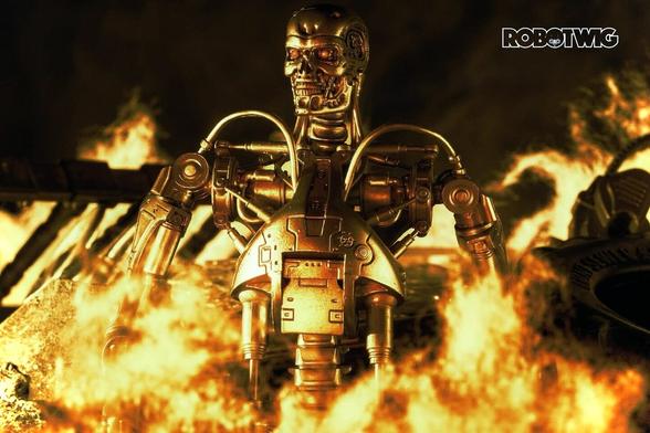 T800 rising from the flames