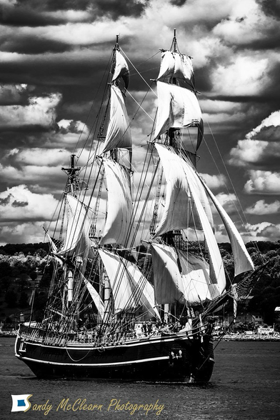 Tall ship under sail.