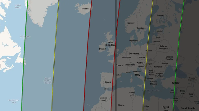 [ImageSource: created and annotated by Jamie Carter using MapHub.net]

The visibility of the total lunar eclipse on March 14, 2025, in Europe.

Europe gets a poor view of this total lunar eclipse. In London, the penumbral phase will be viewable from 3:47 a.m. GMT on March 14 and the partial phase from 5:09 a.m. GMT.

However, the full moon will set at 6:22 a.m. GMT, just before totality begins, so the only spectacle will be a barely distinguishable line of Earth's shadow across the moon as it sinks into the western horizon. Locations farther west get a slightly better view. From Cardiff, Wales, totality will begin at 6:26 a.m. GMT, 10 minutes before the local moonset, while in Dublin, the local moonset isn't until 6:48 a.m. GMT.

Arguably, the only locations in Europe to see this eclipse in an impressive way are Iceland and Greenland. From Reykjavik, Iceland, totality occurs between 06:26 and 7:31 a.m. GMT, and the local moonset isn't until 7:58 a.m.