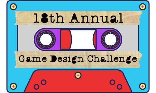 Promotional image featuring a cassette tape that reads: 18th Annual Game Design Challenge
