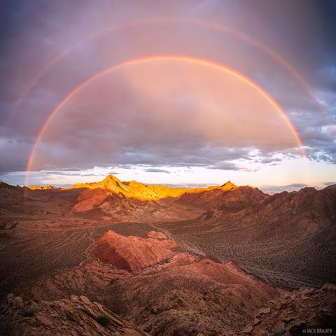 A spectacular double rainbow over the Pinto Valley in the Pinto Valley Wilderness of Nevada.