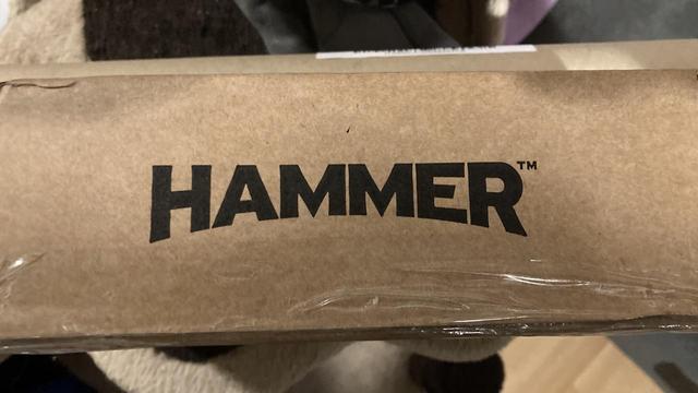 The side of the box the set was posted in showing the HAMMER logo.