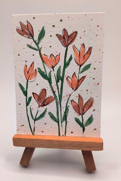 Small art flowers in watercolour