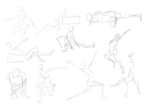 Ten gesture drawings created from imagination. Format is digital.
