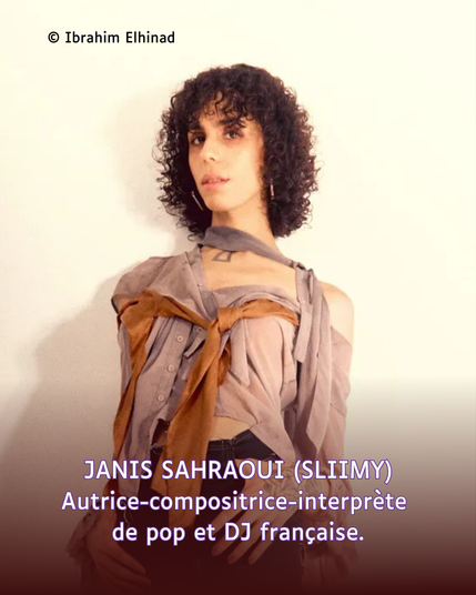 Photo de Janis Sahraoui (sliimy). Autrice-compositrice-interprète de pop et DJ française.