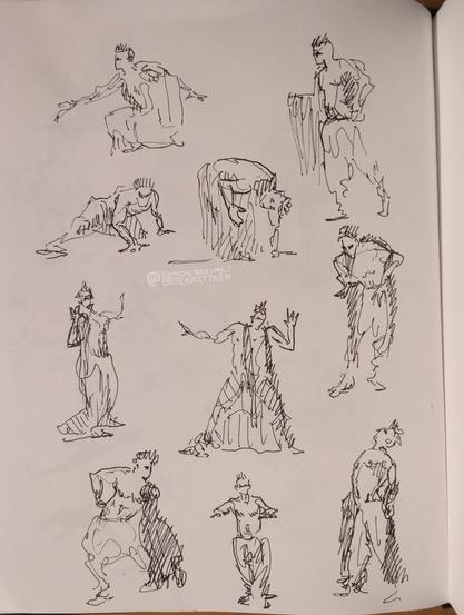 Black Fineliner on paper

Various sketches of a person in different poses, playing around with at least one scarf