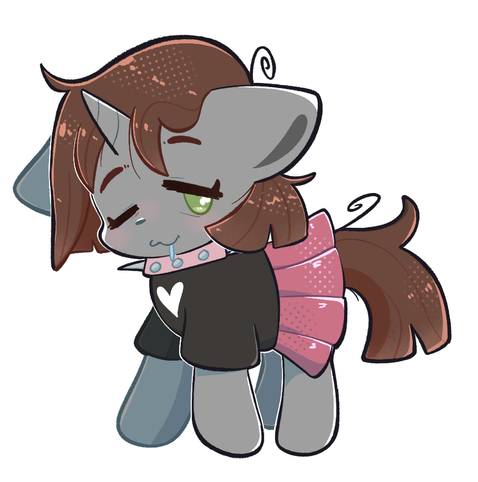 Art of my ponysona Zoozy Brew. She has one eye opened and the other half open and is drooling a bit.