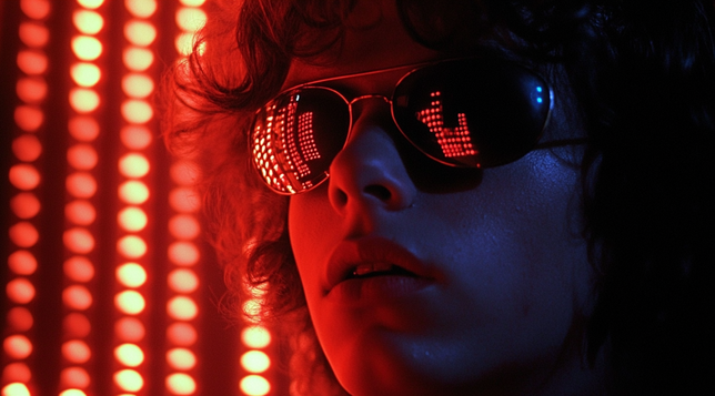 Vision Électrique
Portrait immersif d’un visage baigné de lumières rouges, avec des lunettes reflétant une interface numérique, évoquant une ambiance cybernétique et électro.
Immersive portrait of a face bathed in red lights, with glasses reflecting a digital interface, evoking a cybernetic and electronic atmosphere.