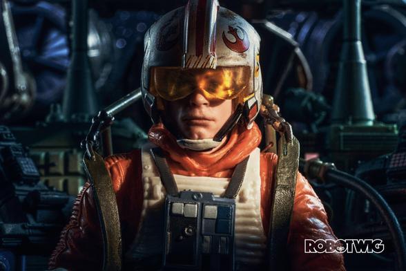 Luke Skywalker flying the X-Wing