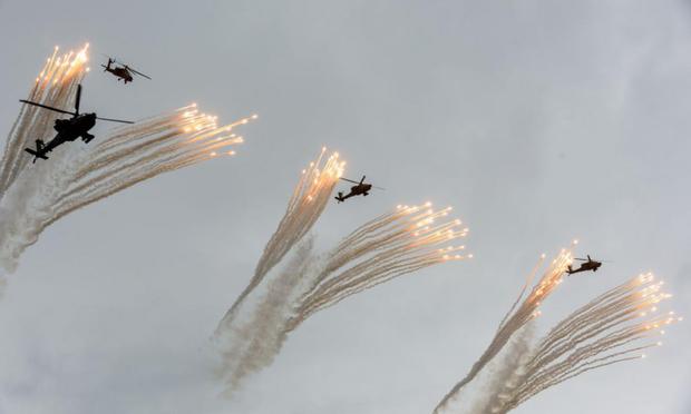 Imagen de archivo de helicópteros AH-64 Apache, la versión del Ejército surcoreano. (Kim Jae-Hwan/SOPA Images/LightRocket via Getty Images)