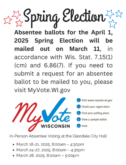 An image of text saying that for the April 1 2025 election, they will mail out ballots on March 11.