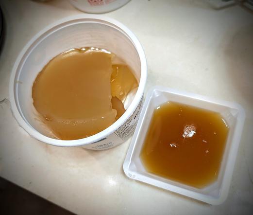 Hydrated hide glue.