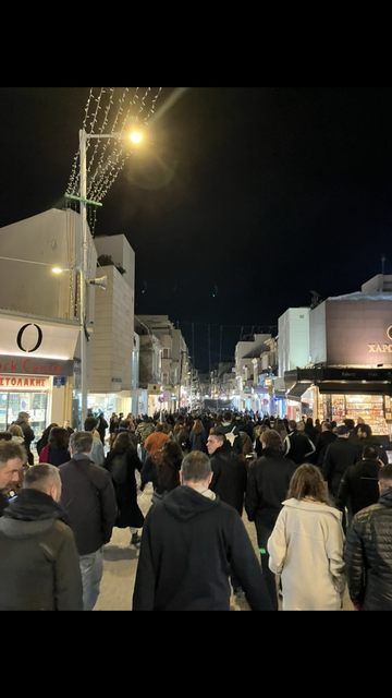 People of Heraklion, Greece out in the streets protesting. Estimated 10K in a city of 200K