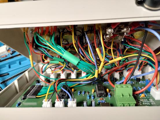 everything wired together, looking through the back before closing the shell