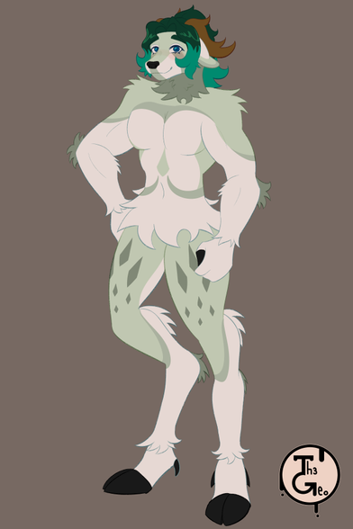 - Drawing Type:
Normal Style / Cell Shading / Fullbody

- [ 1 ] Character/s:
* Furry / Male / Deer

- Background:
Flat Color

- Description:
Drawing of my OC Magnus. He's a deer with white fur and some soft green details, as well of having green hair with a more lighter tone of green on his hair tips. His antlers are small and "droopy", but he makes up for it with his muscles.