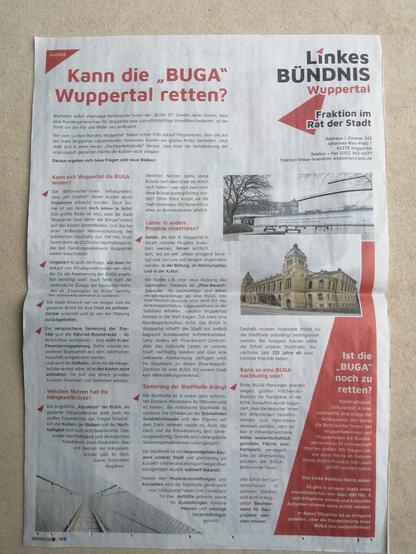 Anzeige Linkes Bündnis Wuppertal in Westdeutsche Zeitung