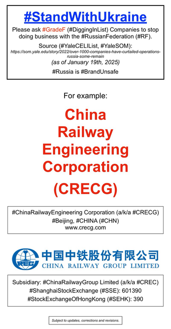 Logo and company information for China Railway Engineering Corporation (Beijing, China).