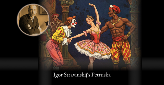 Miniature of Stravinsky, the three puppets dancing
