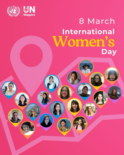 IWD2025 pink poster with photos of women mappers