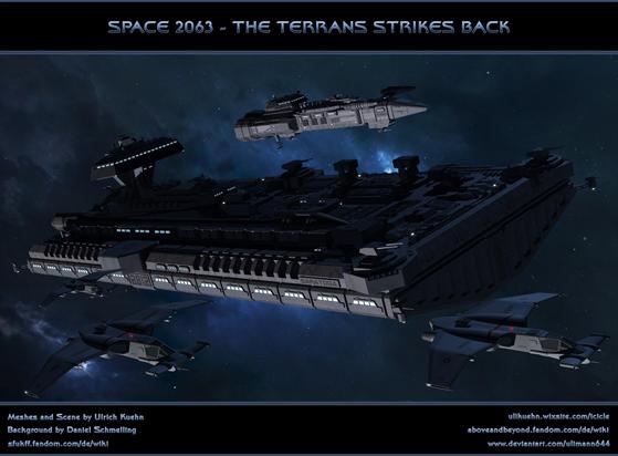 Raumschiffe aus der TV-Serie SPACE 2063.