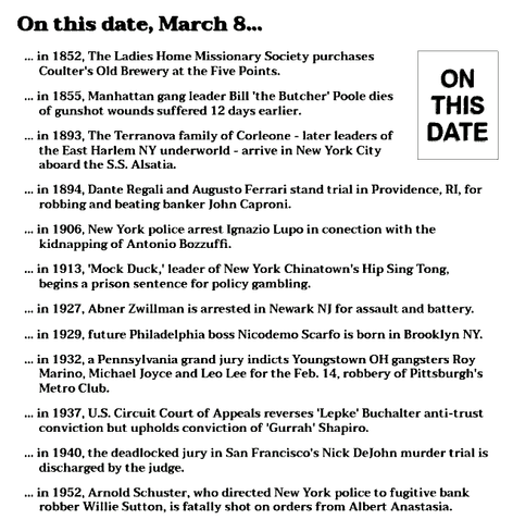Collection of crime history items from March 8.