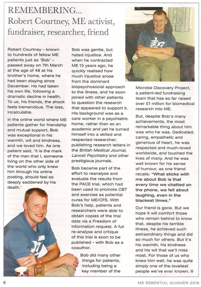 Screenshot of ME Association article/obituary on Robert Courtney