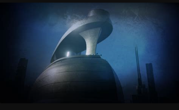 giant iron looking very space opera, prog-rockish , smooth art decco gleaming in the sun and definitely industrial gothicky
