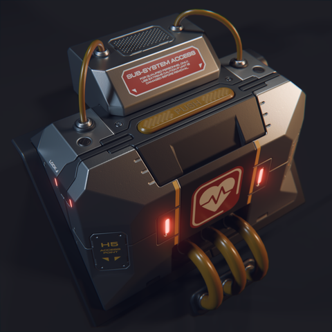 3D render of a sci-fi hard-surface device model.