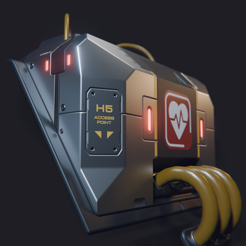 3D render of a sci-fi hard-surface device model.