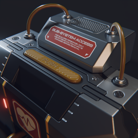 3D render of a sci-fi hard-surface device model.