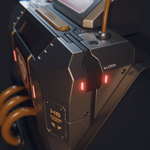 3D render of a sci-fi hard-surface device model.