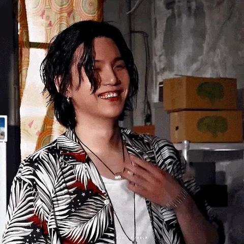 Suga/AgustD laughing during filming of his mv Hargeum