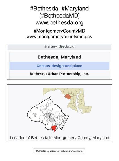 Screenshot of map showing location of Bethesda, Maryland (from Wikipedia).