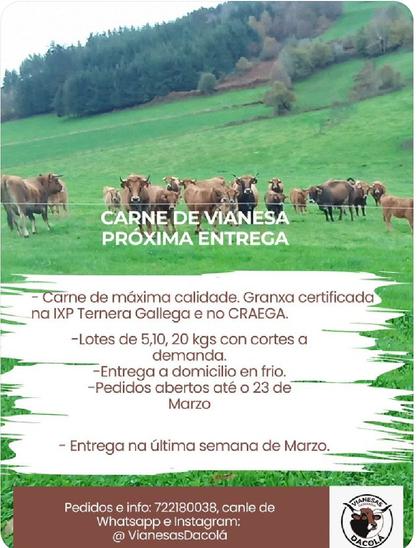 Lotes de 5, 10, 20 kg cortada e entregada en domicilio. Captura cartaz. Pedidos deica o 23 de Marzal