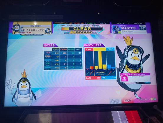 B100d Hunter / DIVELA feat.いヴどっと
MASTER Lv.14+
Score: 970,072 (260/73/42)