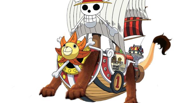 The thousand sunny but the paws that are it’s anchors are actual lion feet, it also has back legs that are much like it’s front legs and a tail right next to the rocket and the back
