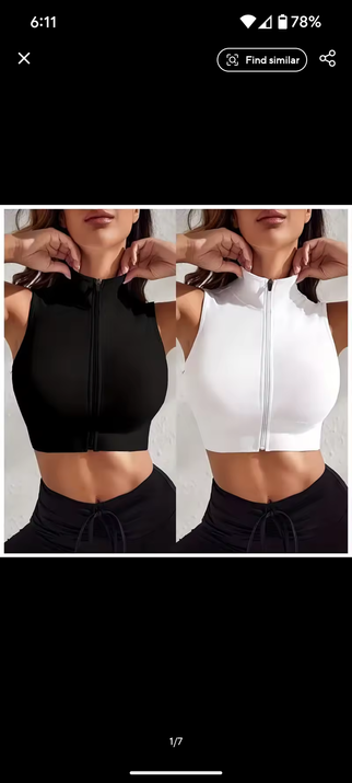 Black and white zip up tops